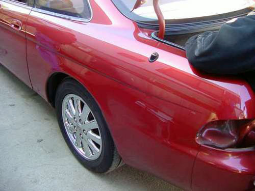 red car auto body repair after